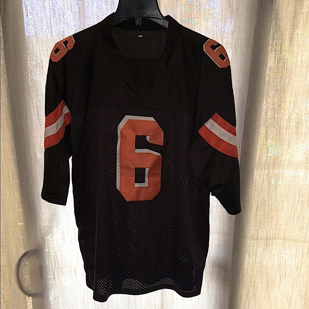 Black and Orange Sports Jersey with Number 6